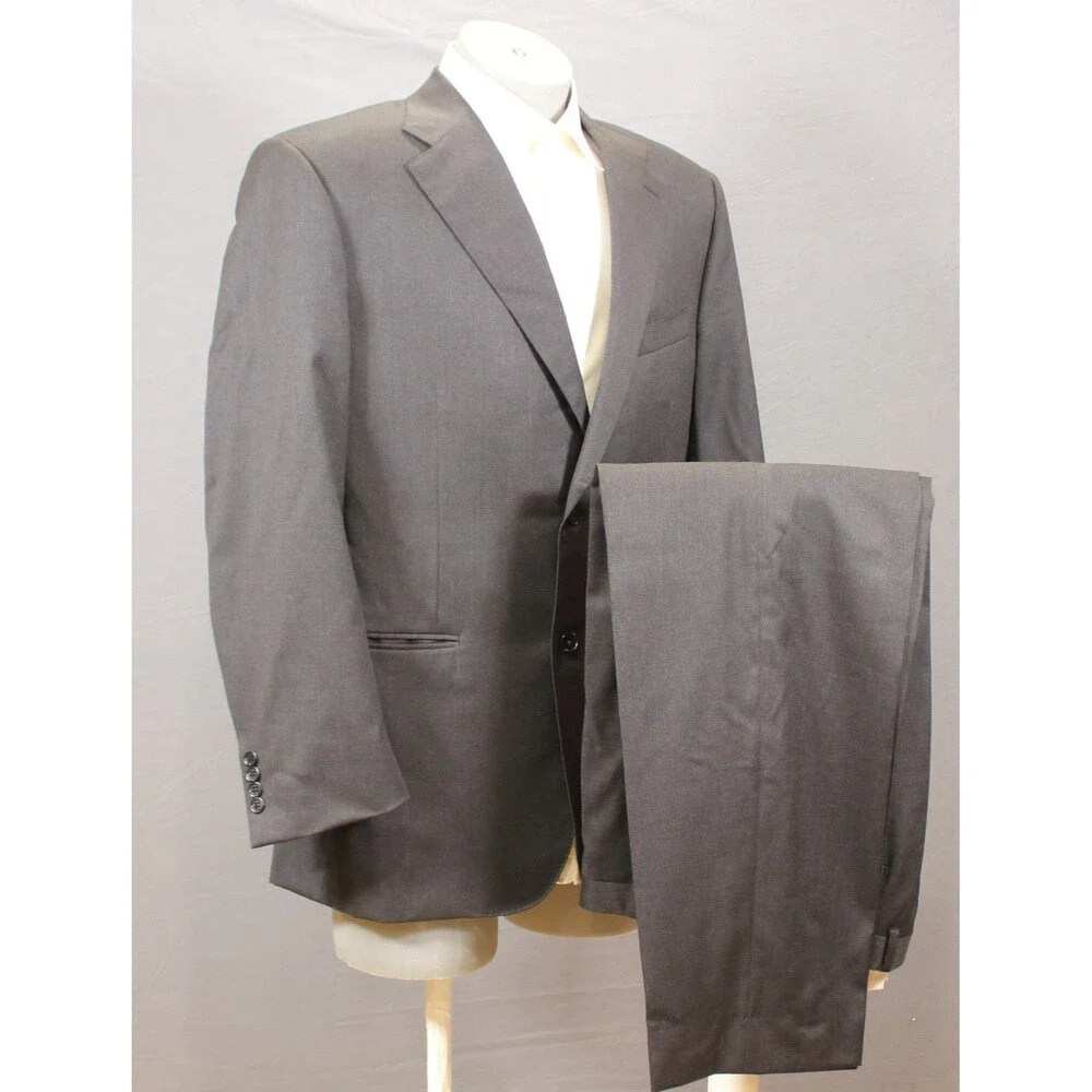 Canali Suit Mens Charcoal Gray Wool 2 Piece Suit 2 Btn 48R  (44R) Flat front 34